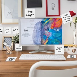 Zayvor 24 White Sticky Notes Sticky Notes Coloured Reusable Whiteboard Stickers Books Environmentally Friendly and Removable Labelling 8 Wipe-Clean Pen Whiteboard Markers