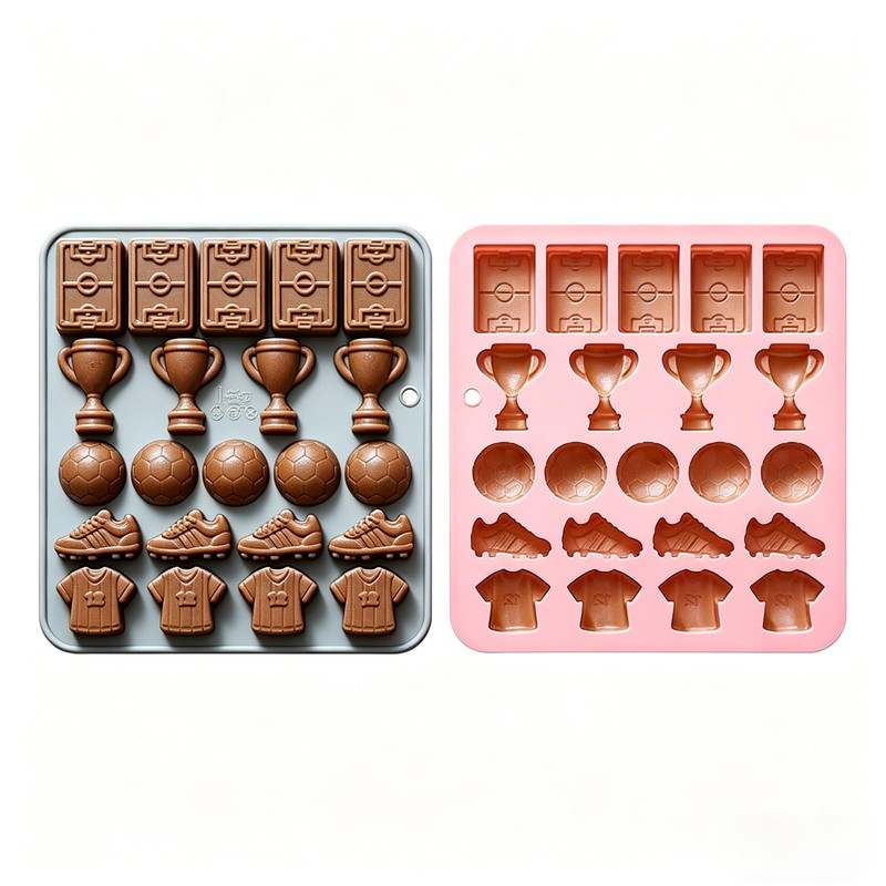 2 Pack Soccer Chocolate Molds, 22 Cavity Football Trophies, Jerseys,