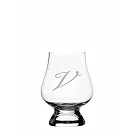 V Bix Script Monogram Etched 2.5oz Wee Whisky Glass Compatible With Glencairn Accessories
