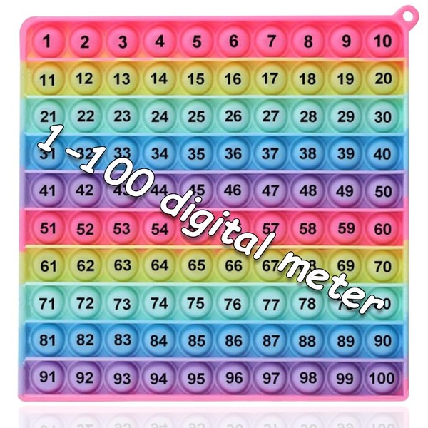 1-100 Number Learning Pop Fidget Toy, Rainbow Colors, Large Square Math ...
