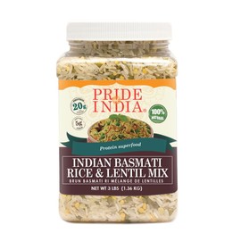 Pride Of India - Indian White Basmati Rice & Lentil Kitchari Mix - Protein Superfood, 3 Pound Jar