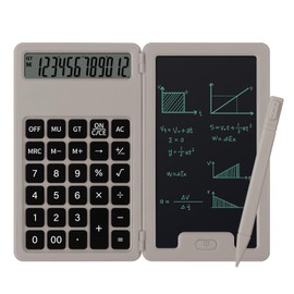 Desk Portable Basic Calculator with Notepad and Stylus, 12 Digit Large Display Multi-Function for Office, School, Home & Basic Financial (Khaki)