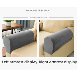 Avtytsda Velvet Stretch Sofa Armrest Covers Anti-Slip Armchair Covers Furniture Armrest Protector Furniture Armrest Protector for Recliner Sofa Chairs with Twist Pins (Stone Blue, 4pcs)