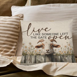 PUHEI Pig Pillow Covers Pillow Covers 18x18,Farm Cottagecore Live Like Someone Left The Gate Open Floral Pillow Cases，Rustic Farmhouse Sofa Bedroom Home Decor,Pig Gifts for Women
