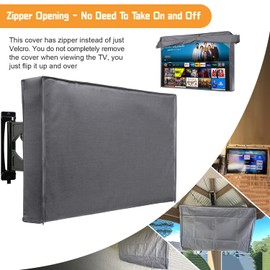 Outdoor TV Cover 52 to 55 Inches Weatherproof, Waterproof Outside TV Covers Heavy Duty 600D Oxford TV Covers Outdoor TV Screen Protectors Shield with Zippers and Velcro for Flat Screen Outdoor TVs