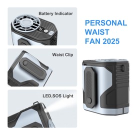 YMTHE Portable Waist Fan, 15000RPM Personal Rechargeable Neck Fan, 10-Speeds Powerful Airflow with 25H Battery, Wearable Shirt Cooling Fans for Camping, Outdoor, Jobsite（Green）