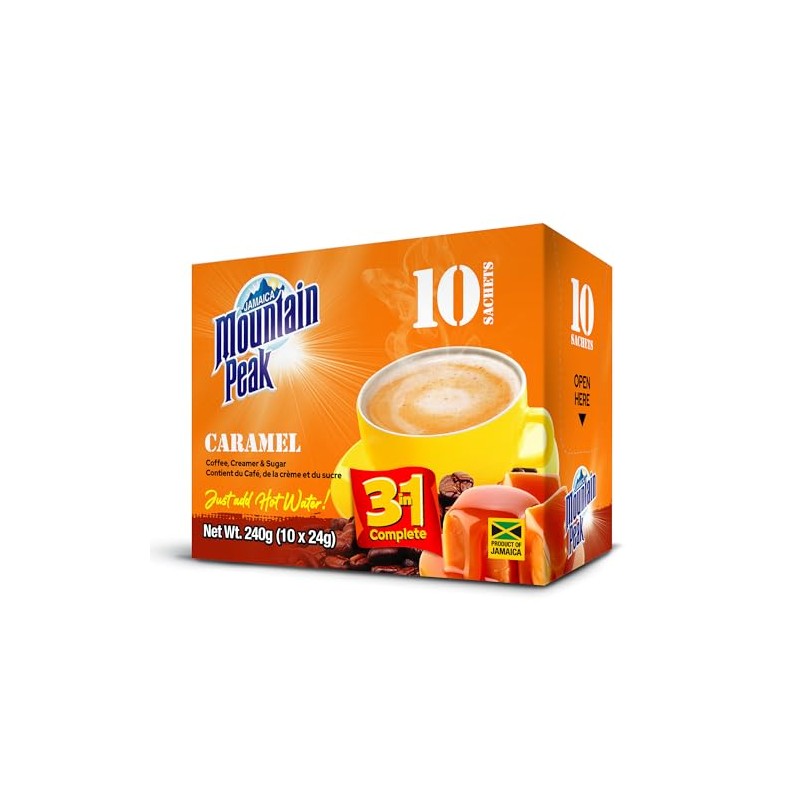 Jamaica Mountain Peak Caramel 3 in 1 Instant Coffee Mix,