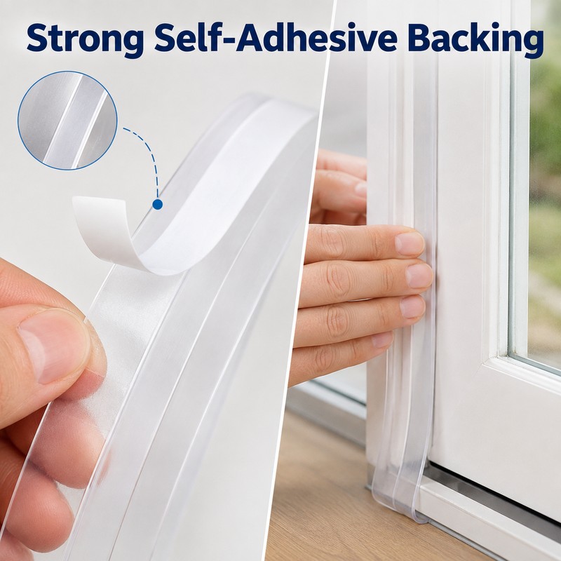 Transparent Door Weather Stripping Seal for Gaps – Flexible Self-Adhesive