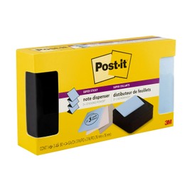 Post-it Note Dispenser, Modern Black, Pack Includes Dispenser and 3 Super Sticky Pop-up Sticky Notes Pads, 2X The Sticking Power (WAVE-330-BKVP)