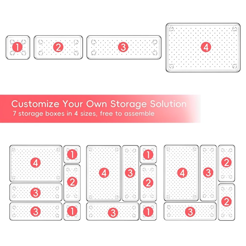 Xpieoyrm 7 Pieces Drawer Insert Drawer Organiser