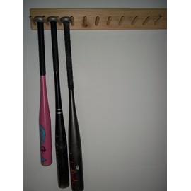 Natural Wood Large Baseball Bat Rack 6-11 Bats Holder Storage