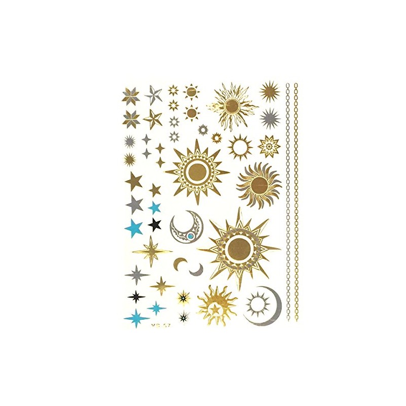 Allydrew Large Metallic Gold Silver and Black Body Art Temporary