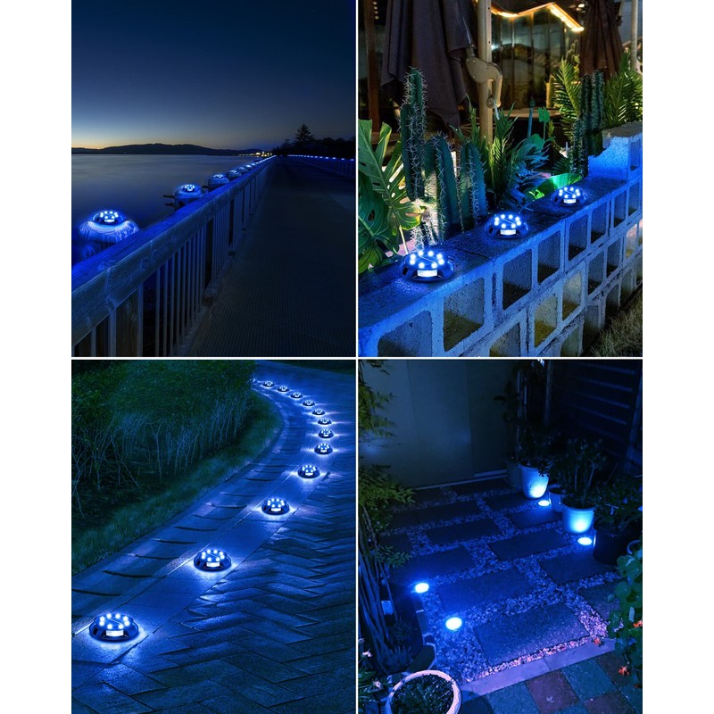 Biling Solar Pathway Lights Outdoor Uplight Sidelight, 12 Packs Blue