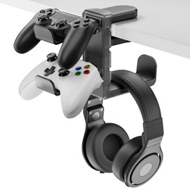 Kawano Shingei Controller / Headphone Stand, 3 Devices Simultaneously Storage, Space Saving, Headphone Hanger, 360 Degree Rotation, Cable Storage, Stability, Anti-Slip, Compatible with a Wide Range of Models