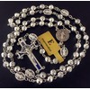 elegantmedical HANDMADE SILVER ROSE BEADS CATHOLIC Saint St Benedict ROSARY