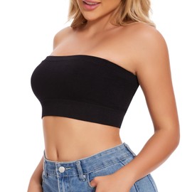 JOYSHAPER Strapless Bras for Women Seamless Bandeau Bra Strapless Wireless Comfy Tube Top Strapless Shaper Black S