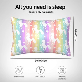 Silk Like Pillowcase for Hair and Skin Cute Rainbow Unicorns 1 Pack Satin Pillowcase with Hidden Zipper Soft Breathable Smooth Cooling Pillow Cover Queen Size for Bedroom Sofa 20”x30”
