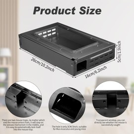 Qualirey 4 Pack Multi Catch Mice Trap Clear Top Humanized Mouse Trap Rodent for Indoor Outdoor Rat Control Pet and Security (6.3 Inch,Black)