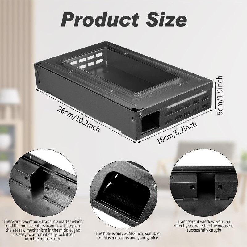 Qualirey 4 Pack Multi Catch Mice Trap Clear Top Humanized