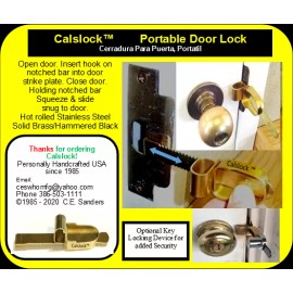 Calslock Travel with Calslock Portable Door Lock -Key Locking Device.Home, Dorm,Travel.