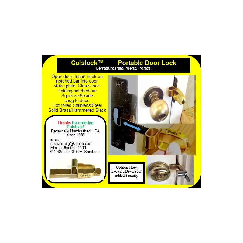 Calslock Travel with Calslock Portable Door Lock -Key Locking Device.Home,