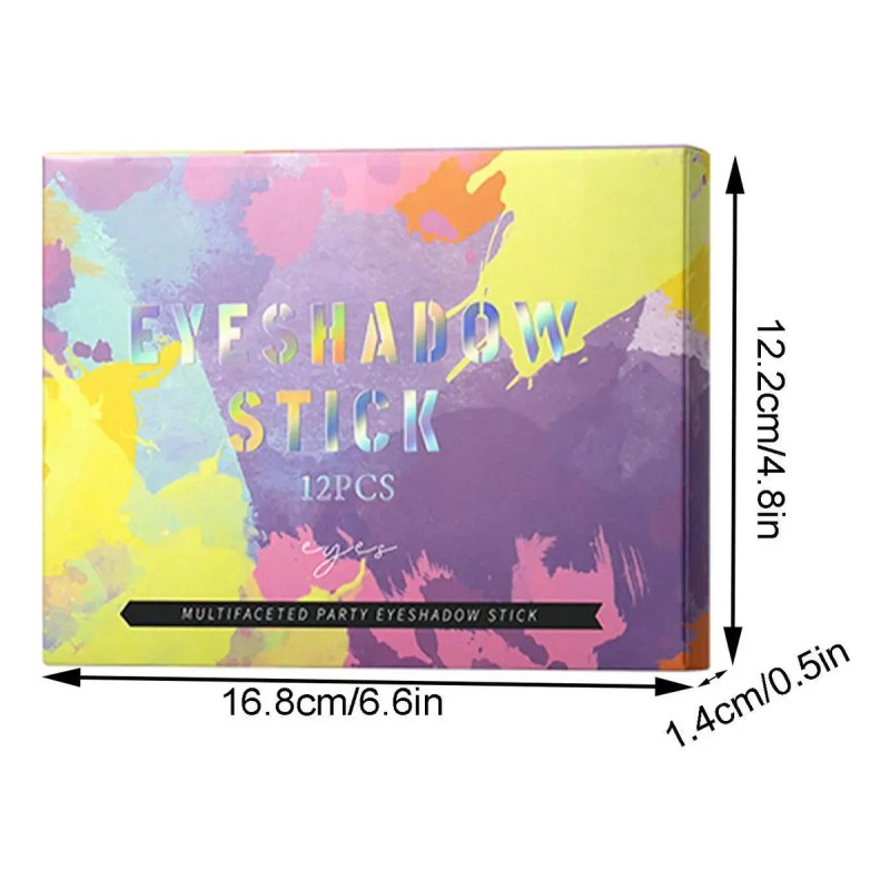 Ha* Kit De 12 Sombras De Ojos Con Brillo Colorido