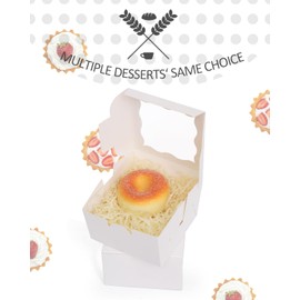 Gcardist White Bakery Box with Window 30Pcs 10.2x10.2x6.4cm White Cookie Boxes Pastry Box for Wedding Favor Birthday ＆ Party(4x4x2.5 Inch)