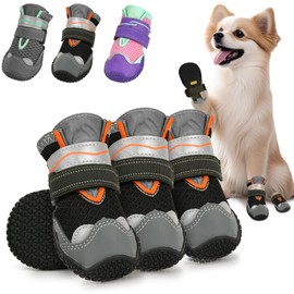 SCHIB Zapatos para Perros, Zapatos Antideslizantes para Perros, Cómodos y Transpirables, Correas Reflectantes Ajustables, Adecuados para Perros Grandes, Medianos y Pequeños