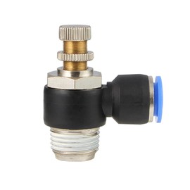 Pysrych Pneumatic Push To Connect Air Flow Control Valve 3/8" Tube OD x 3/8" NPT Male 90 Degree Elbow Switch Valve Adapter Fitting (Pack of 2)