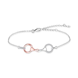 Horse Snaffle Bit Bracelet - 925 Sterling Silver Snaffle Bracelet CZ Horse Bit Bracelets Rose Gold-plated Hypoallergenic Jewelry