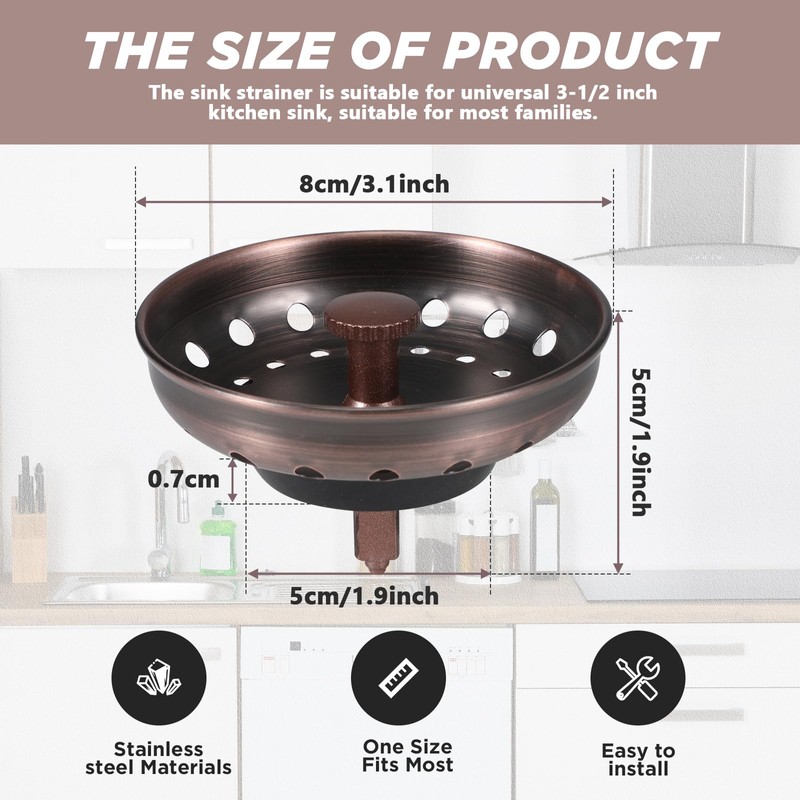 Retisee 2 Pcs Kitchen Sink Stopper Strainer Stainless Steel Drain