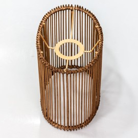 Osasy Retro Rattan Ceiling Lights Shade, Wicker Light Shades Ceiling Handwoven Lampshades Cover for Pendant Light/Chandelier Light Fixture (Bambus Dark Brown, 1pc:L18.5 x B13.5 x H20(cm))