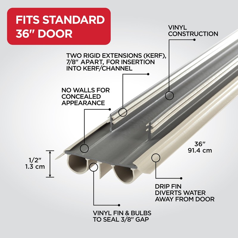 M-D Building Products 43820 Vinyl Concealed Kerf/Channel Fit Under Door