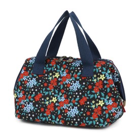 Smrcom Makeup Bag Cosmetic Bag For Women Girl Travel Makeup Bag Toilet Bag Zipper Organizer Bag Waterproof, Corduroy Floral black with red, Exquisite