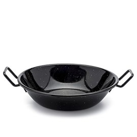 Zinel 4503 Pan Kadai/Wok with Handles, Enamel, Black/White Dots, 24cm