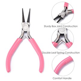 Gelirda 3Pcs Pink Jewelry Supplies Set Wire Round Nose Cutter and Side Cutting Plier Construction Pliers Tool Kits for Jewelry Making Repairing Crafting