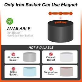 Wynfelo Air Fryer Magnet Silicone Buckle for Holding Down Air Fryer Parchment Paper, Lock Disposable Liners Safely & Prevent Paper to Burn,Orange,2 Set