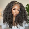 DSEKCAIN Kinky Curly Headband Wig Human Hair 18 inch 200
