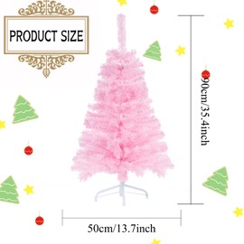 3FT Artificial Christmas Tree Pink Tabletop Christmas Tree with Metal Stand Mini Xmas Pine Tree for Party Supplies Indoor Outdoor Holiday Home Decoration(Pink)