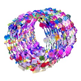 20 Unidades De Diadema De Corona De Flores Led Iluminadas Pa Rgb, Diadema Iluminada, Corona Led, Tocado Floral Luminoso Para Mujeres, Tocado De Flores