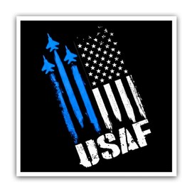 US Air Force Tattered Flag Stickers Strong Adhesive Vinyl Waterproof 5x5 Inches USAF Decals for Vehicles Cars Bumper Window Truck Bikes Water Bottle