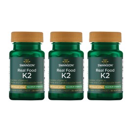 Swanson Maximum Strength Vitamin K2 (Menaquinone-7)-Vitamin Supplement Supporting Cardiovascular and Bone Health-Made from Japanese Natto to Help Regulate Calcium (30 Softgels, 200mcg Each) (3 Pack)