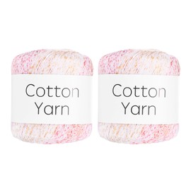 Rebower Cotton Yarn,100% Cotton Soft Knitting Yarn [for Hand DIY Bag Cushion Crocheting Knitting Project Home Decor] -2 Packages of 80g/2.82oz(Per Skein 40g/137yards)/White Multicolored