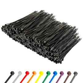 Gocableties Small Black Cable Ties, 150mm x 3.6mm, Bulk Pack of 1000, 6” Premium Nylon Zip Ties, Plastic Tie Wraps, Secure Self-Locking Mechanism, for Home, Garden, Office and DIY