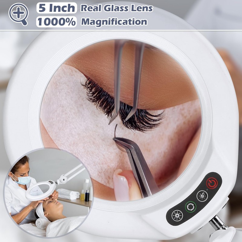 10X Magnifying Glass with Light and Stand, Real Glass Lens,