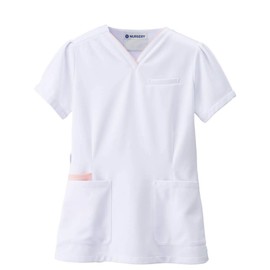 Nursery, Multi-Jacket, Feminine, Non-See-through, Stretch, Scrub, Medical Nursing, Nursing, Lab Coat, white pink
