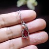 Ruby Necklace Sterling Silver - Large Simple Teardrop Cut Created