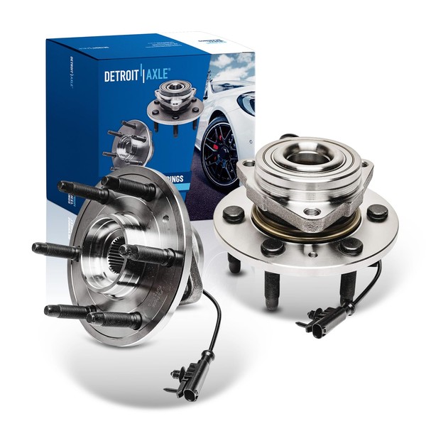 Detroit Axle - 4WD Front Wheel Bearing Hubs for Chevy GMC Silverado Suburban Sierra Yukon XL 1500 Tahoe Avalanche Cadillac Escalade ESV EXT Wheel Bearing and Hubs Assembly Set, Pair Hubs Replacement