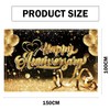 QYCX Anniversary Party Decorations - Black and Gold Backdrop Banner