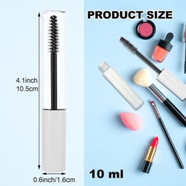 WOPPLXY 50 tubos vacíos para rímel con barra de pestañas, 10 ml, recipiente de crema de pestañas rellenable con tapón de fugas, botella de crema de pestañas para cosméticos de bricolaje, color blanco